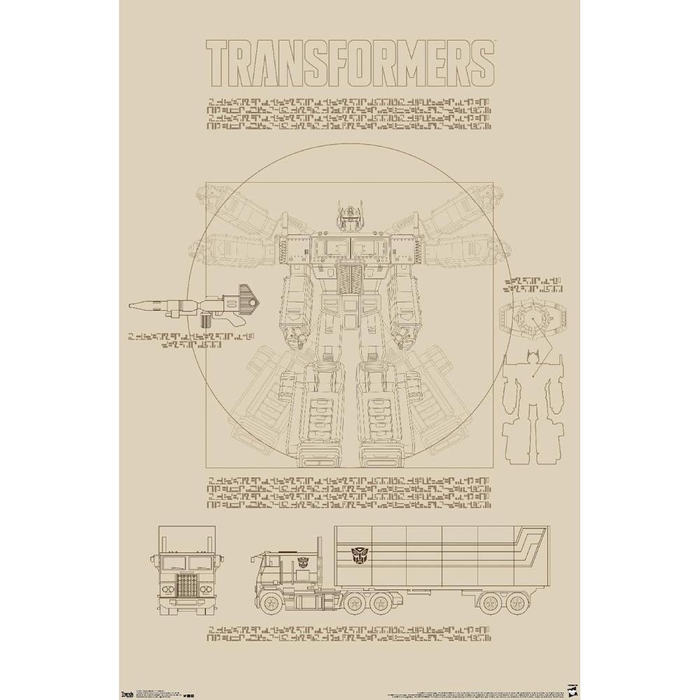image:imageTrends International Hasbro Transformers Sketch Wall Poster 22375 x 34 Barnwood Framed VersionPremium Unframed Version