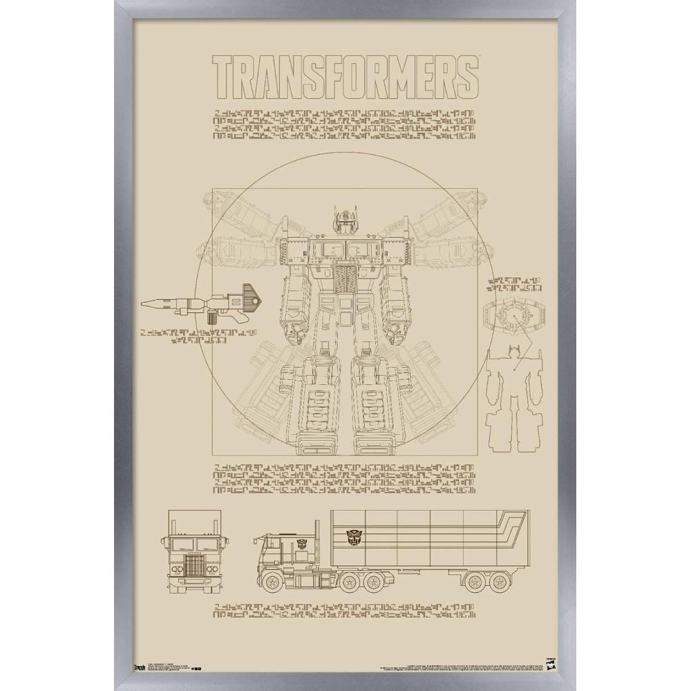 image:imageTrends International Hasbro Transformers Sketch Wall Poster 22375 x 34 Barnwood Framed VersionSilver Framed Version