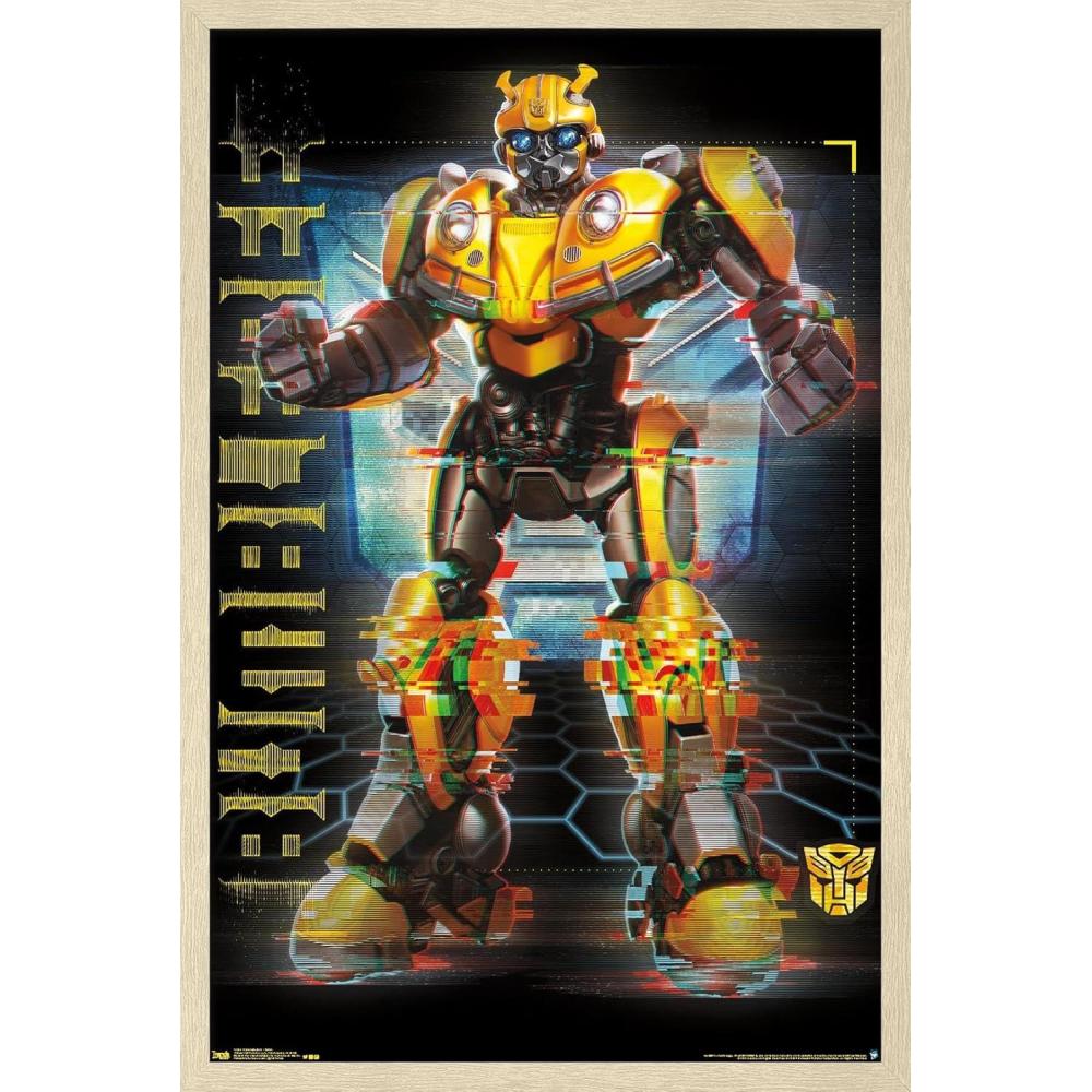 image:imageTrends International Hasbro Transformers Bumblebee Glitch Wall Poster 14725 x 22375 Barnwood Framed VersionBlonde Framed Version