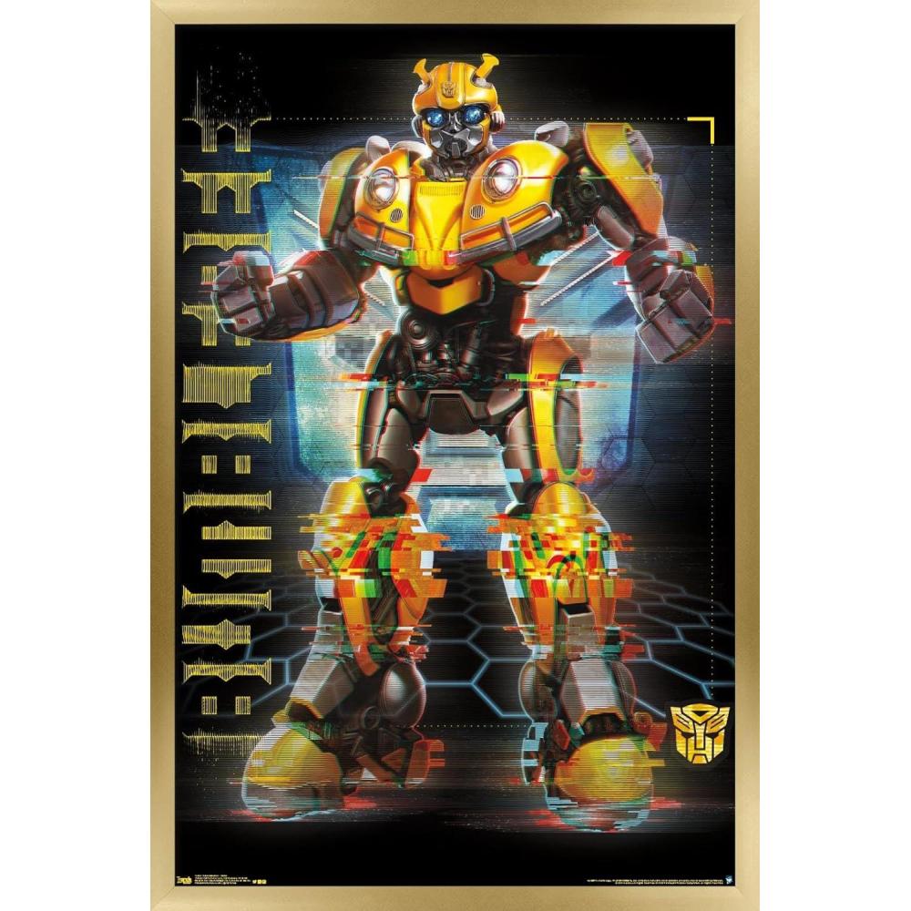 image:imageTrends International Hasbro Transformers Bumblebee Glitch Wall Poster 14725 x 22375 Barnwood Framed VersionGold Framed Version