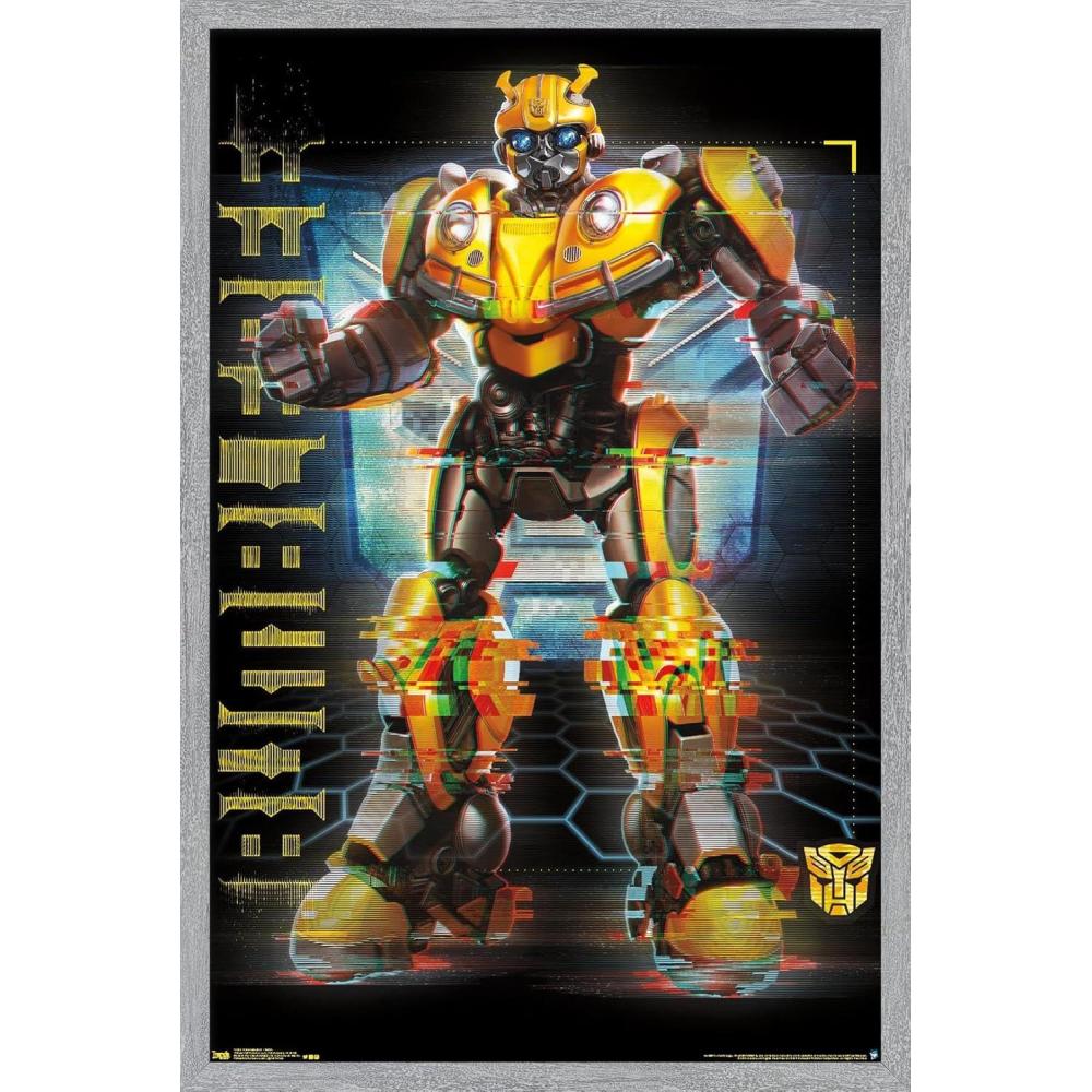 image:imageTrends International Hasbro Transformers Bumblebee Glitch Wall Poster 14725 x 22375 Barnwood Framed VersionGray Framed Version