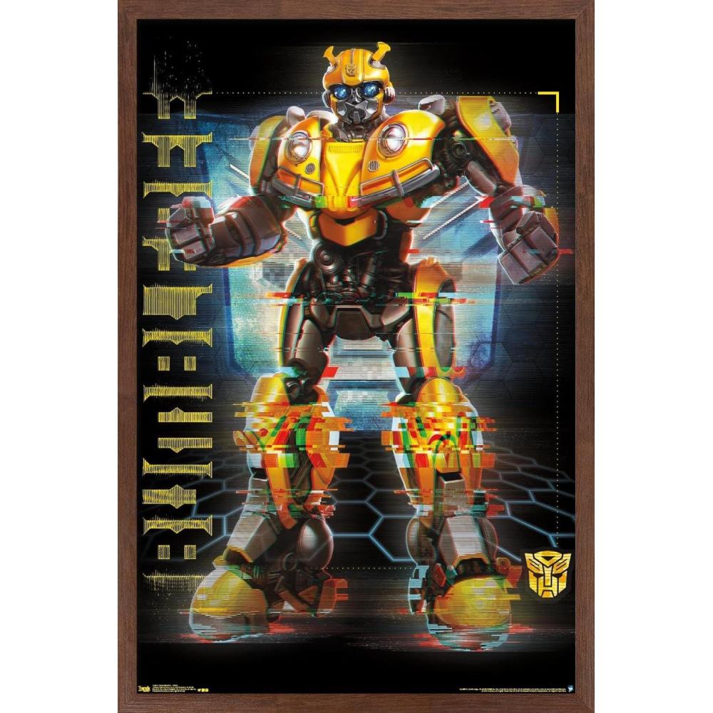 image:imageTrends International Hasbro Transformers Bumblebee Glitch Wall Poster 14725 x 22375 Barnwood Framed VersionMahogany Framed Version