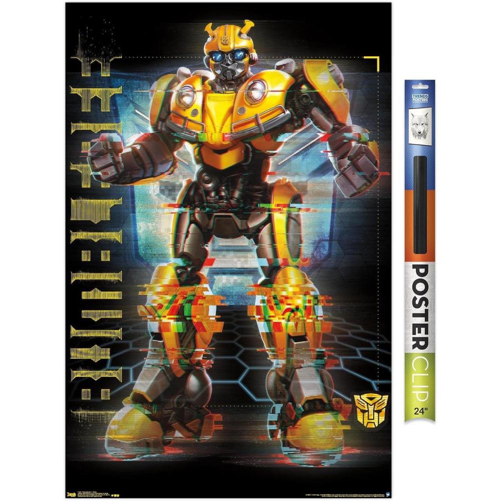 image:imageTrends International Hasbro Transformers Bumblebee Glitch Wall Poster 14725 x 22375 Barnwood Framed VersionPremium Poster Clip Bundle