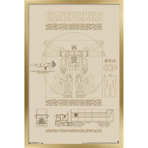 Trends International Hasbro Transformers – Sketch Wall Poster, 22.375″ x 34″, Barnwood Framed Version(Gold Framed Version)