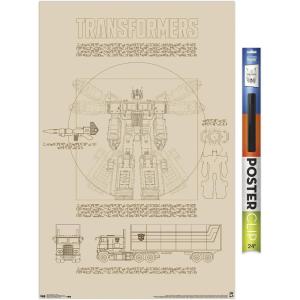 Trends International Hasbro Transformers – Sketch Wall Poster, 22.375″ x 34″, Barnwood Framed Version(Premium Poster & Clip Bundle)