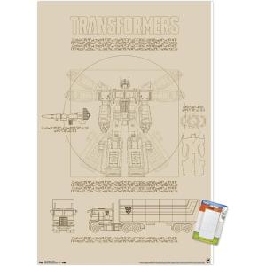 Trends International Hasbro Transformers – Sketch Wall Poster, 22.375″ x 34″, Barnwood Framed Version(Premium Poster & Mount Bundle)