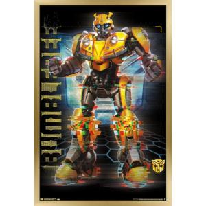 Trends International Hasbro Transformers: Bumblebee – Glitch Wall Poster, 14.725″ x 22.375″, Barnwood Framed Version(Gold Framed Version)