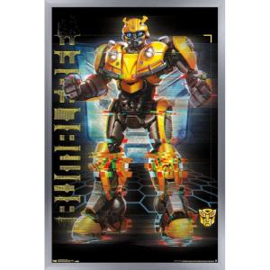 Trends International Hasbro Transformers: Bumblebee – Glitch Wall Poster, 14.725″ x 22.375″, Barnwood Framed Version(Silver Framed Version)