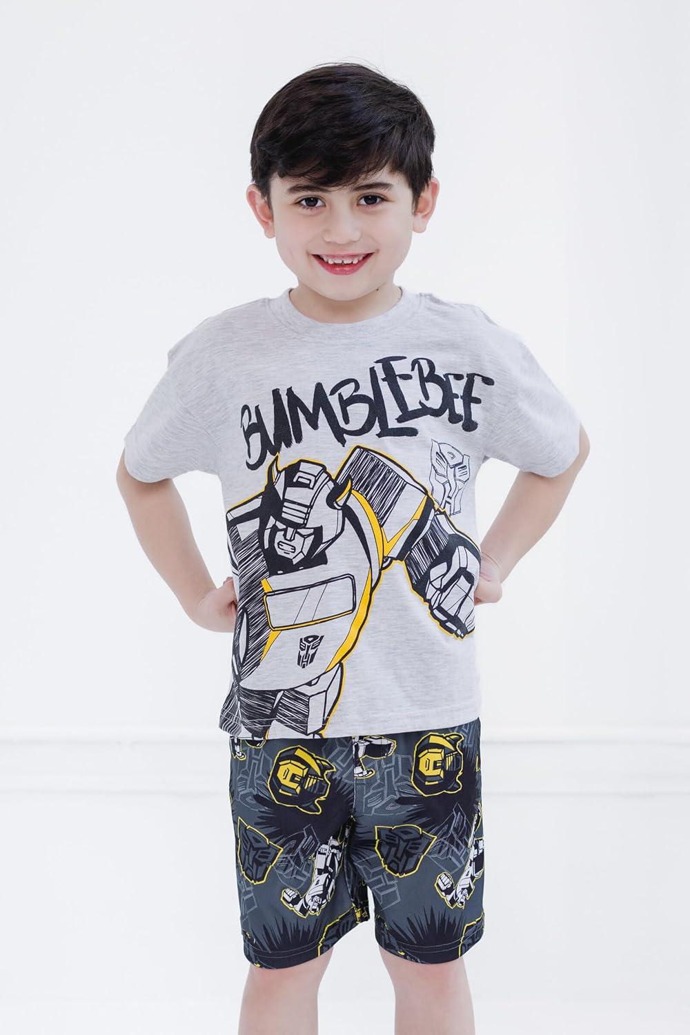 image:imageTransformers Bumblebee Optimus Prime Graphic TShirt amp Mesh Shorts Outfit Set Toddler to Big KidGray