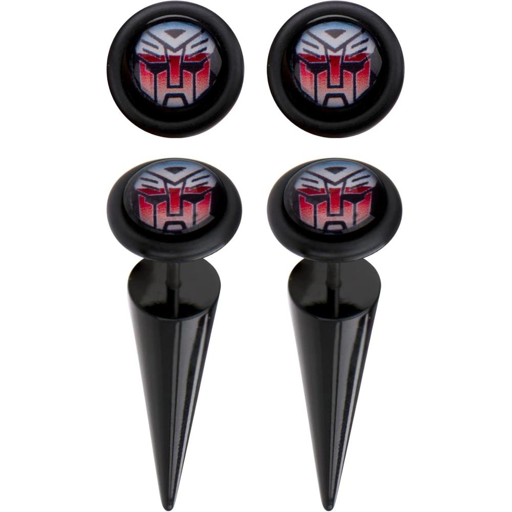 image:imageUnisex Transformers Autobot Logo Acrylic Faux Tapers Body Piercing Jewelry18 Gauge Black One Size