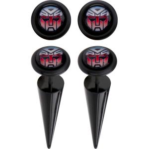 Unisex Transformers Autobot Logo Acrylic Faux Tapers Body Piercing Jewelry-18 Gauge, Black, One Size