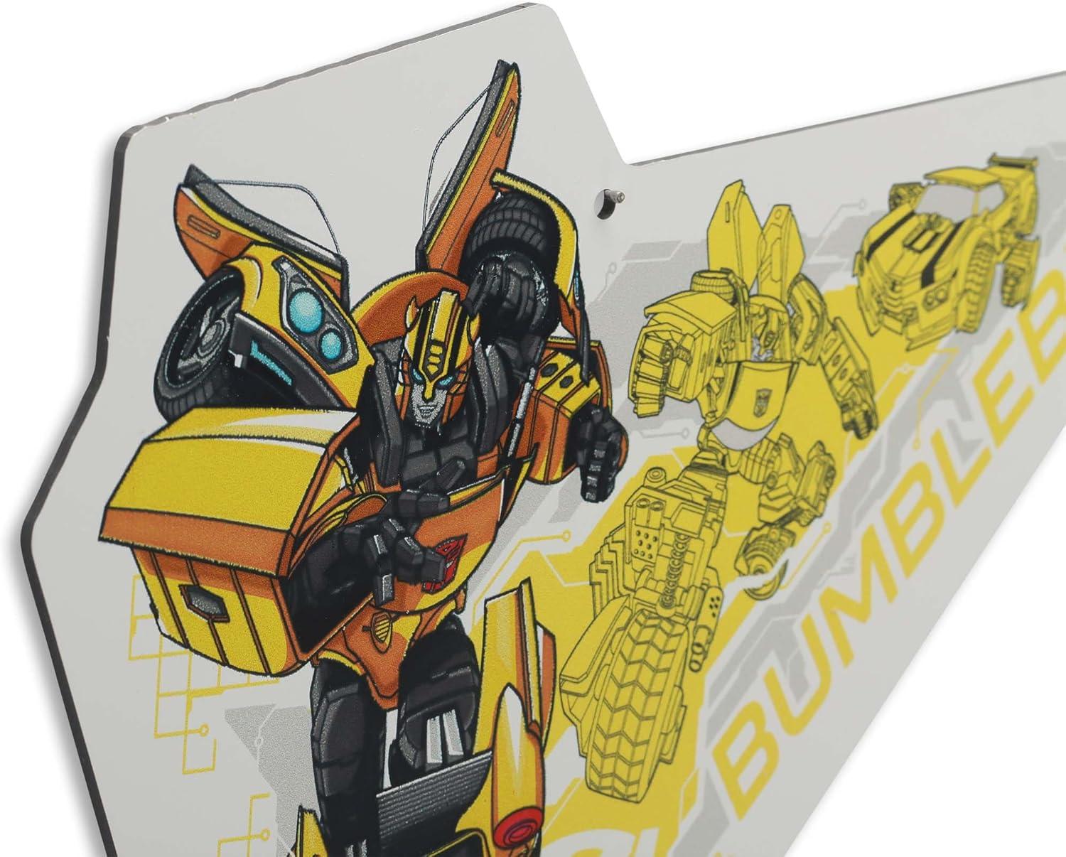 image:imageOpen Road Brands Hasbro Transformers Roll Out Silver Metal Sign Fun Transformers Wall Art for Man Cave or BedroomYellowWhite