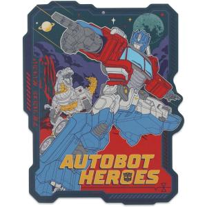 Open Road Brands Hasbro Transformers Roll Out Silver Metal Sign – Fun Transformers Wall Art for Man Cave or Bedroom(Blue/Red)