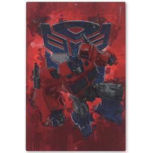 Open Road Brands Hasbro Transformers Roll Out Silver Metal Sign – Fun Transformers Wall Art for Man Cave or Bedroom(Red)