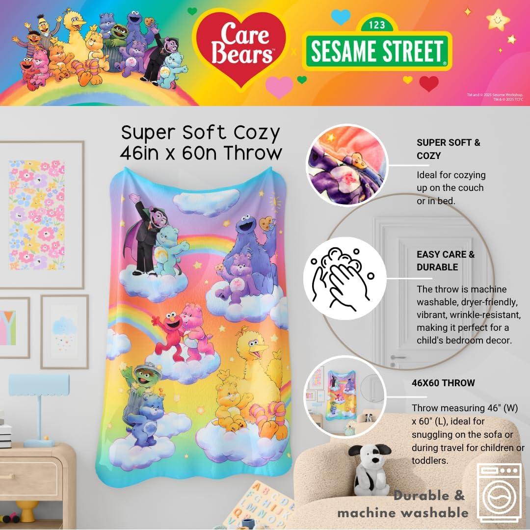 image:imageTransformers Megatron Bedding Super Soft Throw Glow in The Dark Blanket 46 in x 60 in Official Licensed Product by Franco CollectiblesCare Bears X Sesame Street