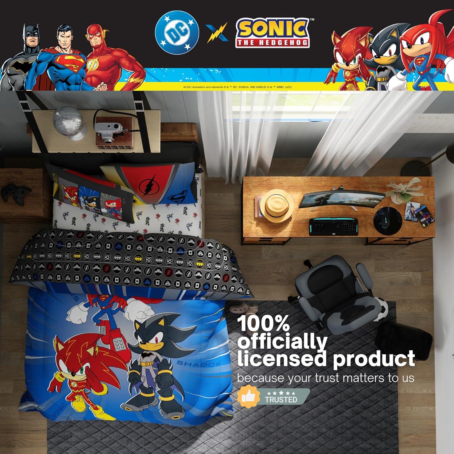 image:imageTransformers Optimus Prime Super Soft Comforter and Sheet Set with Sham 4 Piece Twin Size Official Licensed Product by Franco CollectiblesDC X Sonic the Hedgehog