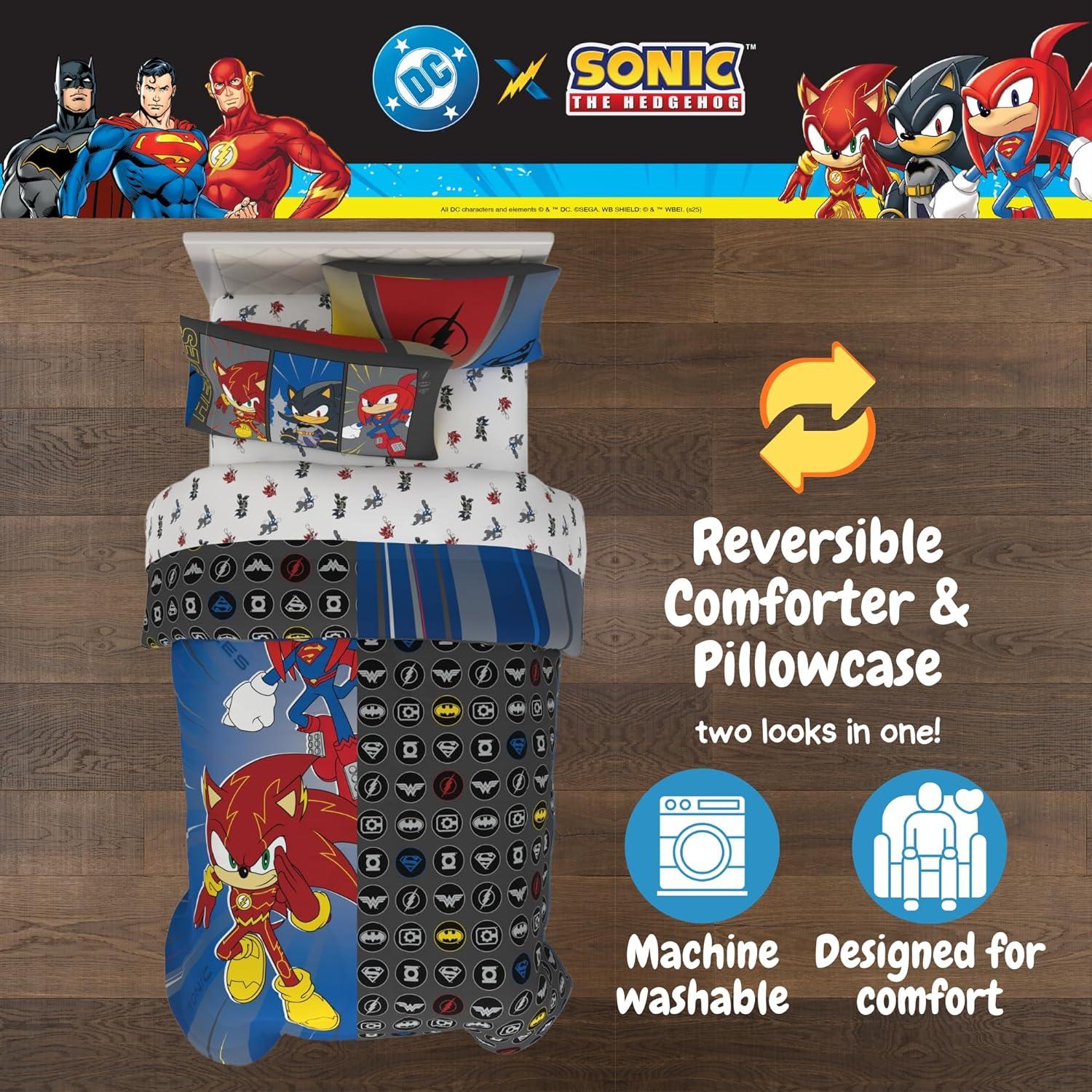 image:imageTransformers Optimus Prime Super Soft Comforter and Sheet Set with Sham 4 Piece Twin Size Official Licensed Product by Franco CollectiblesDC X Sonic the Hedgehog