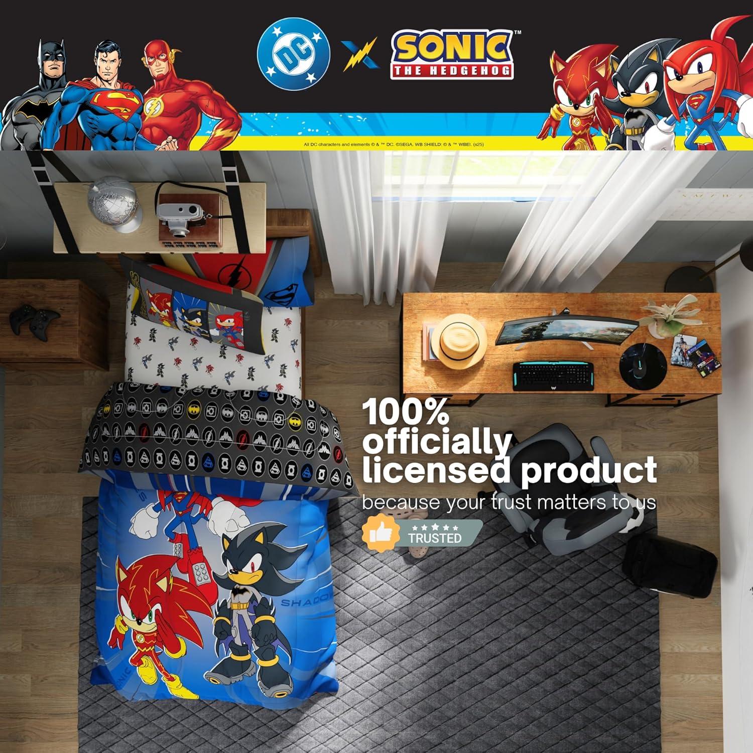 image:imageTransformers Optimus Prime Super Soft Comforter and Sheet Set with Sham 4 Piece Twin Size Official Licensed Product by Franco CollectiblesDC X Sonic the Hedgehog