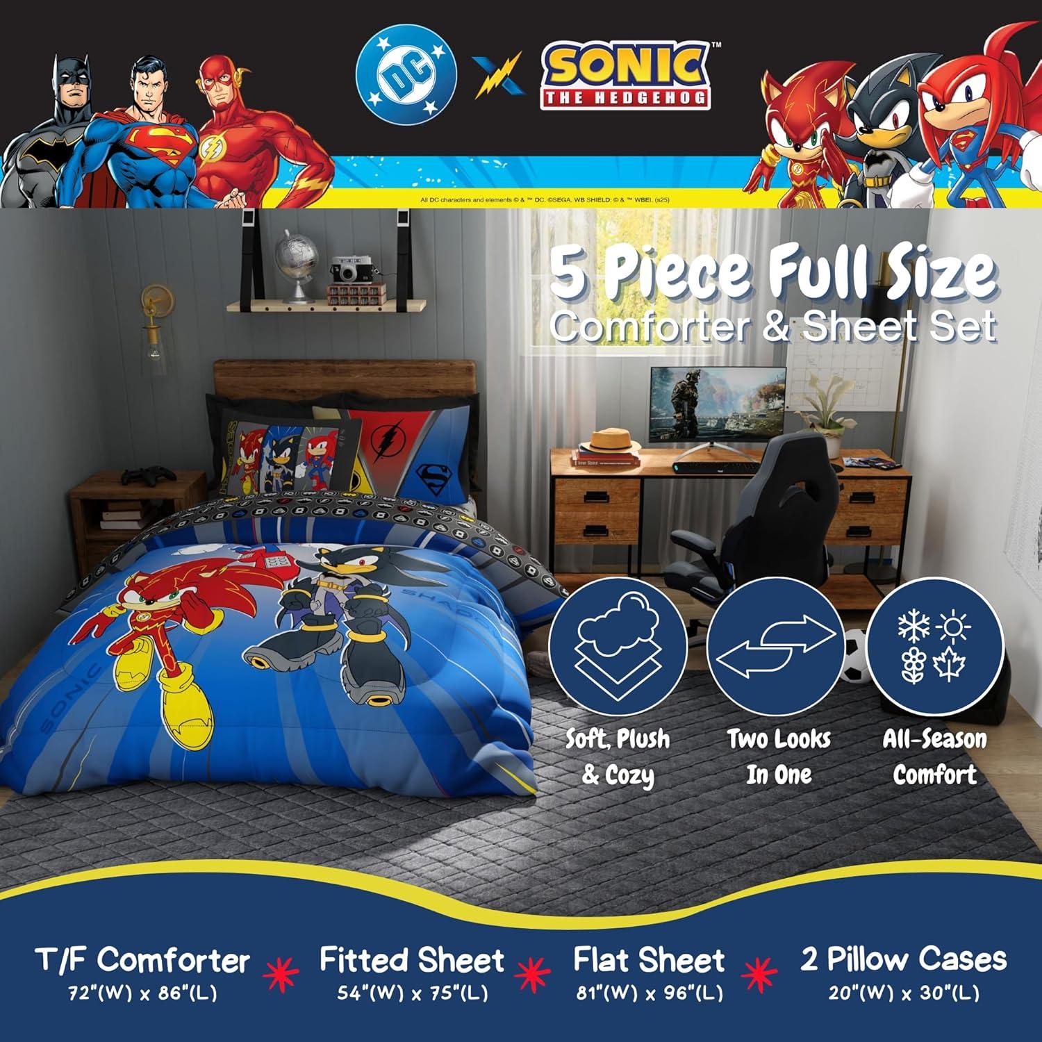image:imageTransformers Optimus Prime Super Soft Comforter and Sheet Set with Sham 4 Piece Twin Size Official Licensed Product by Franco CollectiblesDC X Sonic the Hedgehog