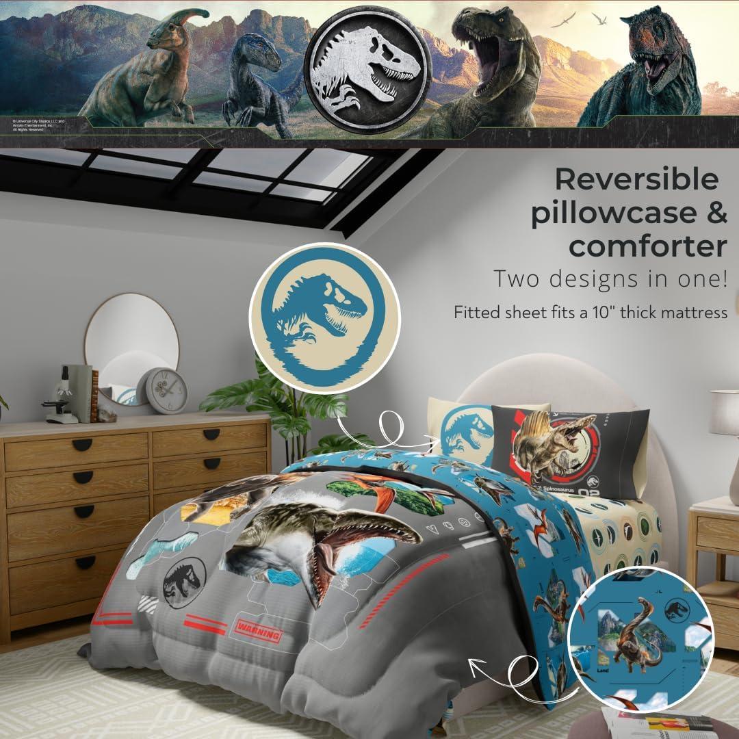 image:imageTransformers Optimus Prime Super Soft Comforter and Sheet Set with Sham 4 Piece Twin Size Official Licensed Product by Franco CollectiblesJurassic World Rebirth
