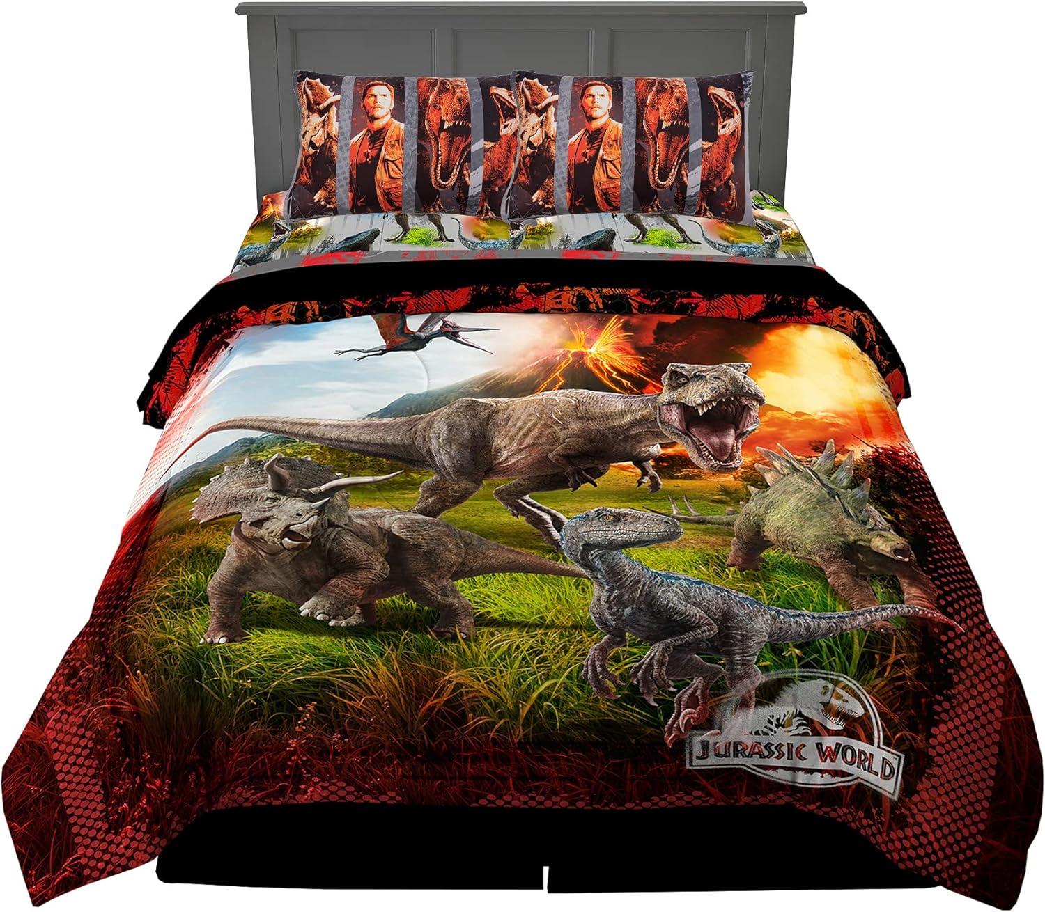 image:imageTransformers Optimus Prime Super Soft Comforter and Sheet Set with Sham 4 Piece Twin Size Official Licensed Product by Franco CollectiblesJurassic World