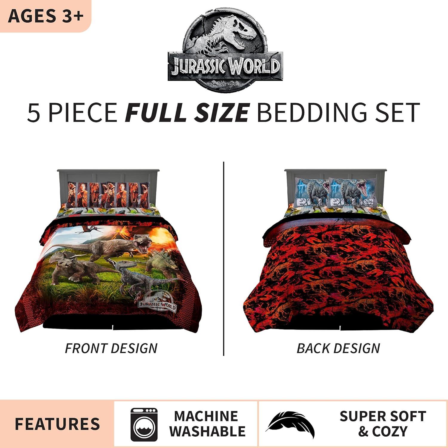 image:imageTransformers Optimus Prime Super Soft Comforter and Sheet Set with Sham 4 Piece Twin Size Official Licensed Product by Franco CollectiblesJurassic World