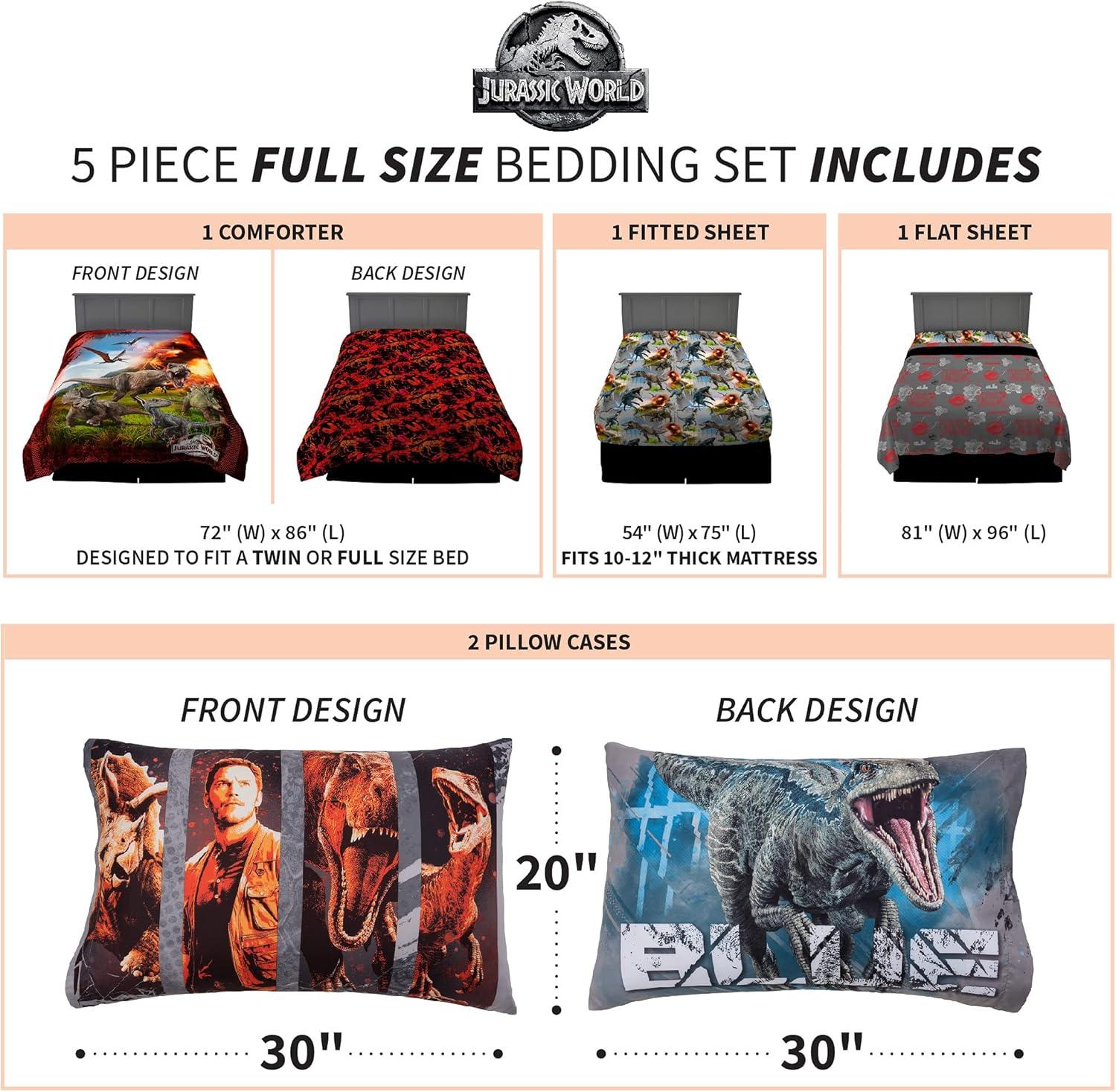 image:imageTransformers Optimus Prime Super Soft Comforter and Sheet Set with Sham 4 Piece Twin Size Official Licensed Product by Franco CollectiblesJurassic World