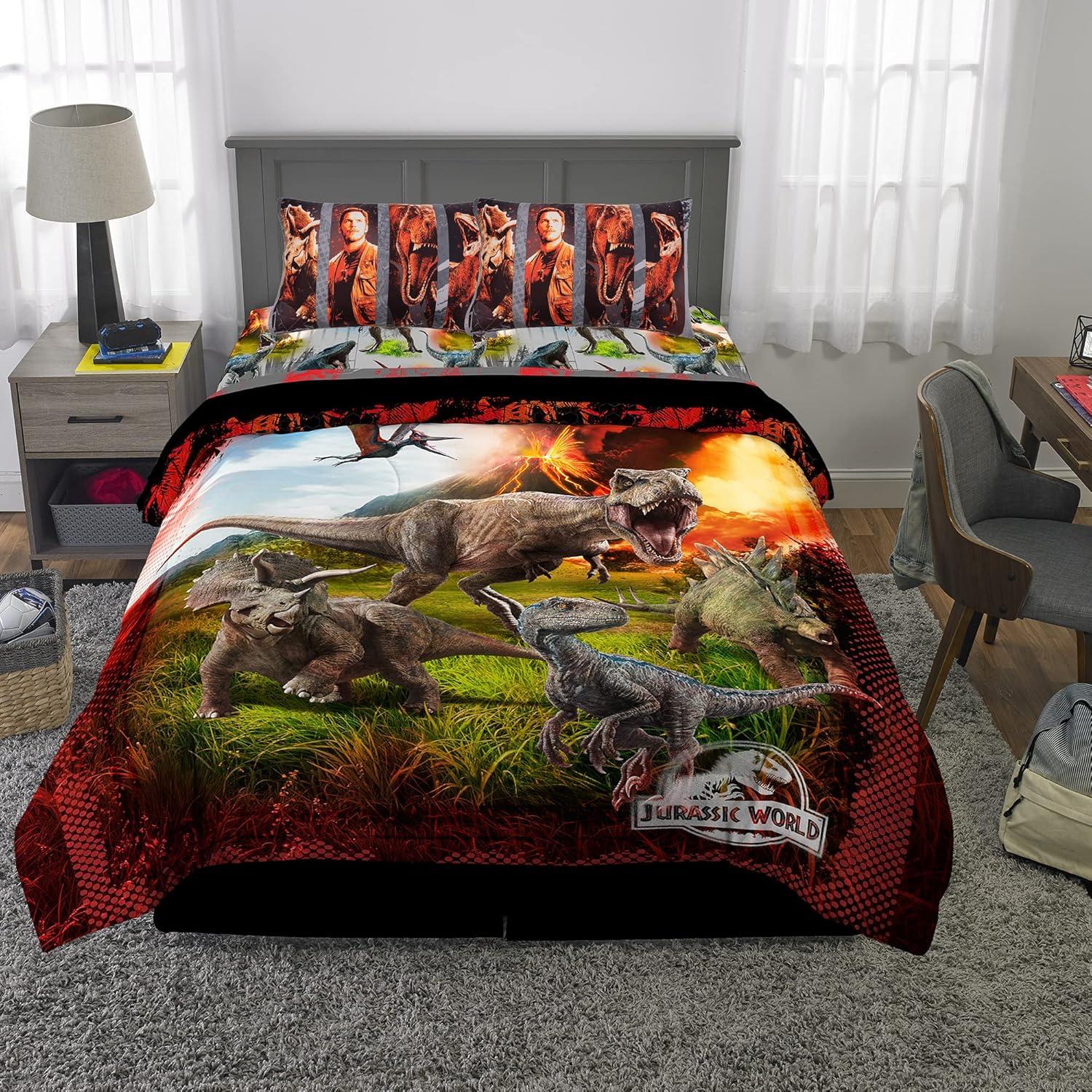 image:imageTransformers Optimus Prime Super Soft Comforter and Sheet Set with Sham 4 Piece Twin Size Official Licensed Product by Franco CollectiblesJurassic World