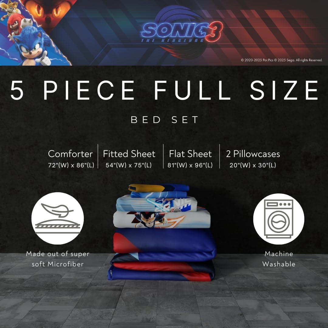 image:imageTransformers Optimus Prime Super Soft Comforter and Sheet Set with Sham 4 Piece Twin Size Official Licensed Product by Franco CollectiblesSonic the Hedgehog 3