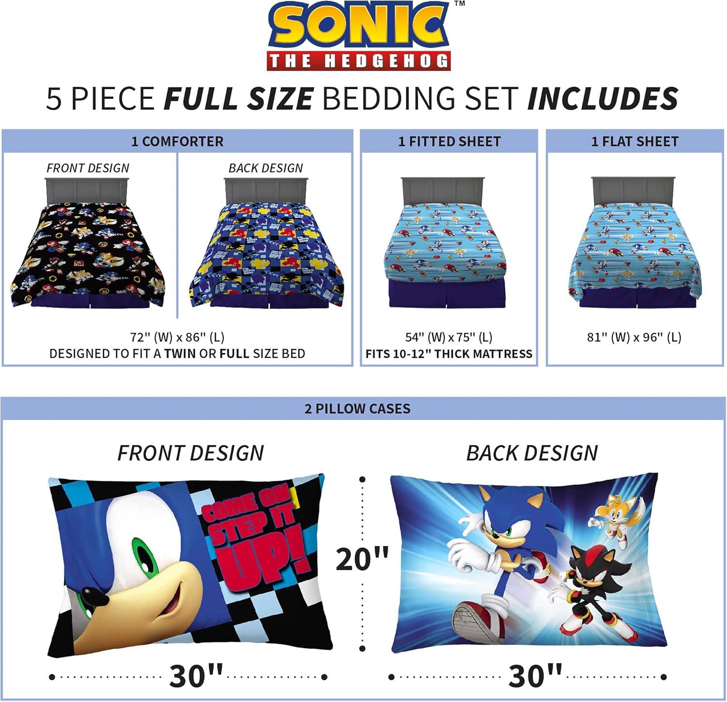 image:imageTransformers Optimus Prime Super Soft Comforter and Sheet Set with Sham 4 Piece Twin Size Official Licensed Product by Franco CollectiblesSonic the Hedgehog