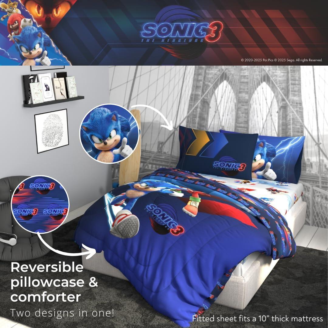 image:imageTransformers Optimus Prime Super Soft Comforter and Sheet Set with Sham 4 Piece Twin Size Official Licensed Product by Franco CollectiblesSonic the Hedgehog 3