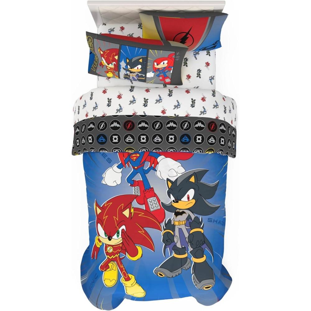 image:imageTransformers Optimus Prime Super Soft Comforter and Sheet Set with Sham 4 Piece Twin Size Official Licensed Product by Franco CollectiblesDC X Sonic the Hedgehog