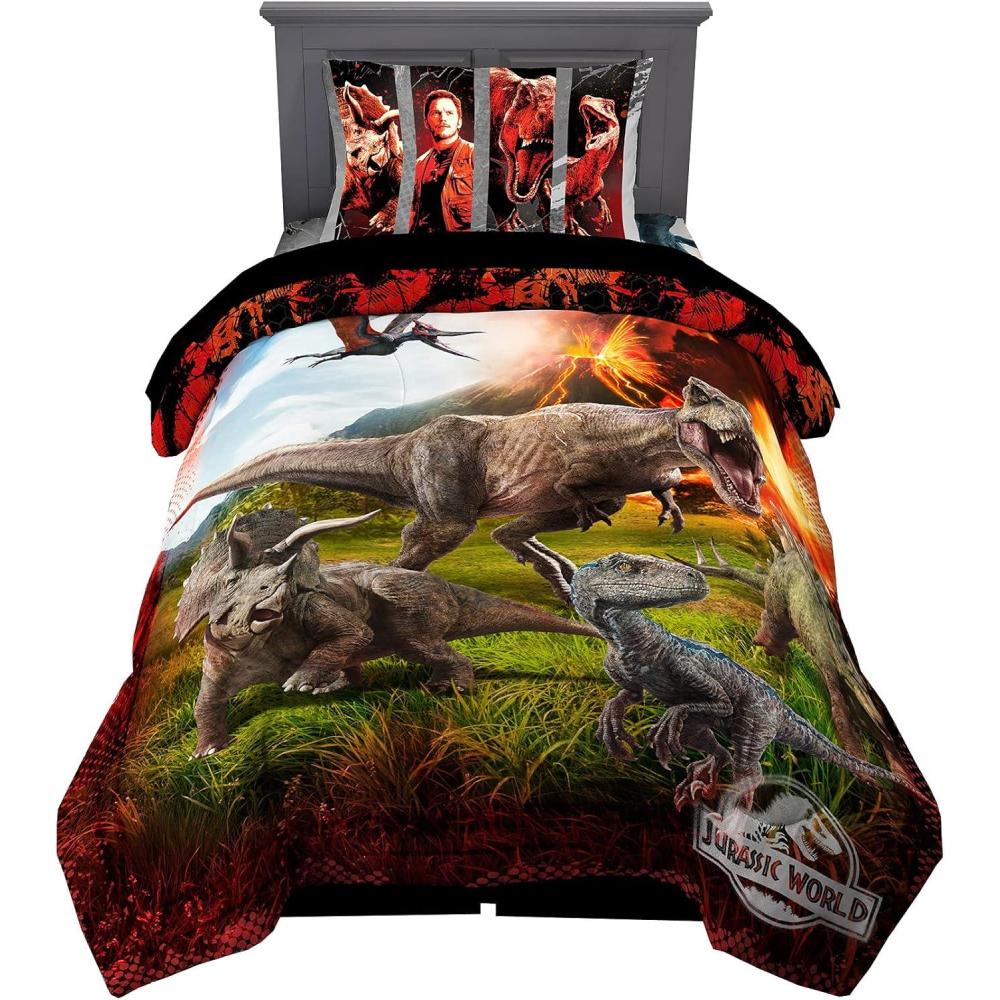 image:imageTransformers Optimus Prime Super Soft Comforter and Sheet Set with Sham 4 Piece Twin Size Official Licensed Product by Franco CollectiblesJurassic World