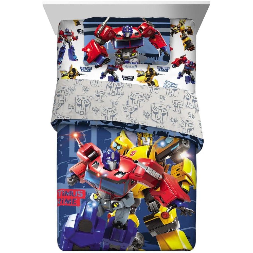 image:imageTransformers Optimus Prime Super Soft Comforter and Sheet Set with Sham 4 Piece Twin Size Official Licensed Product by Franco CollectiblesTransformers  Robot Moves