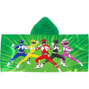 Northwest Transformers Autobots Roll Out Youth Hooded Bath, Pool or Beach Towel, Swim Poncho, Absorbent Quick-Dry Beach Cover-Up, for Boys & Girls, 22 x 51 inches(Power Rangers Power Burst)
