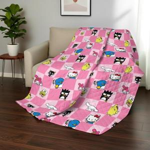 Northwest Transformers Logo Quilted Blanket, Comfy Throw, Adults Boys Girls, Soft Lightweight Bedding for Bed, or Couch, 60 x 80 inches(Hello Kitty & Friends)