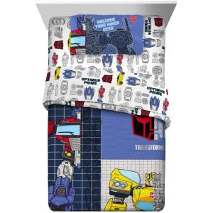 Transformers Optimus Prime Super Soft Comforter and Sheet Set with Sham, 4 Piece Twin Size, (Official Licensed Product) by Franco Collectibles(Transformers – Universe Battle)