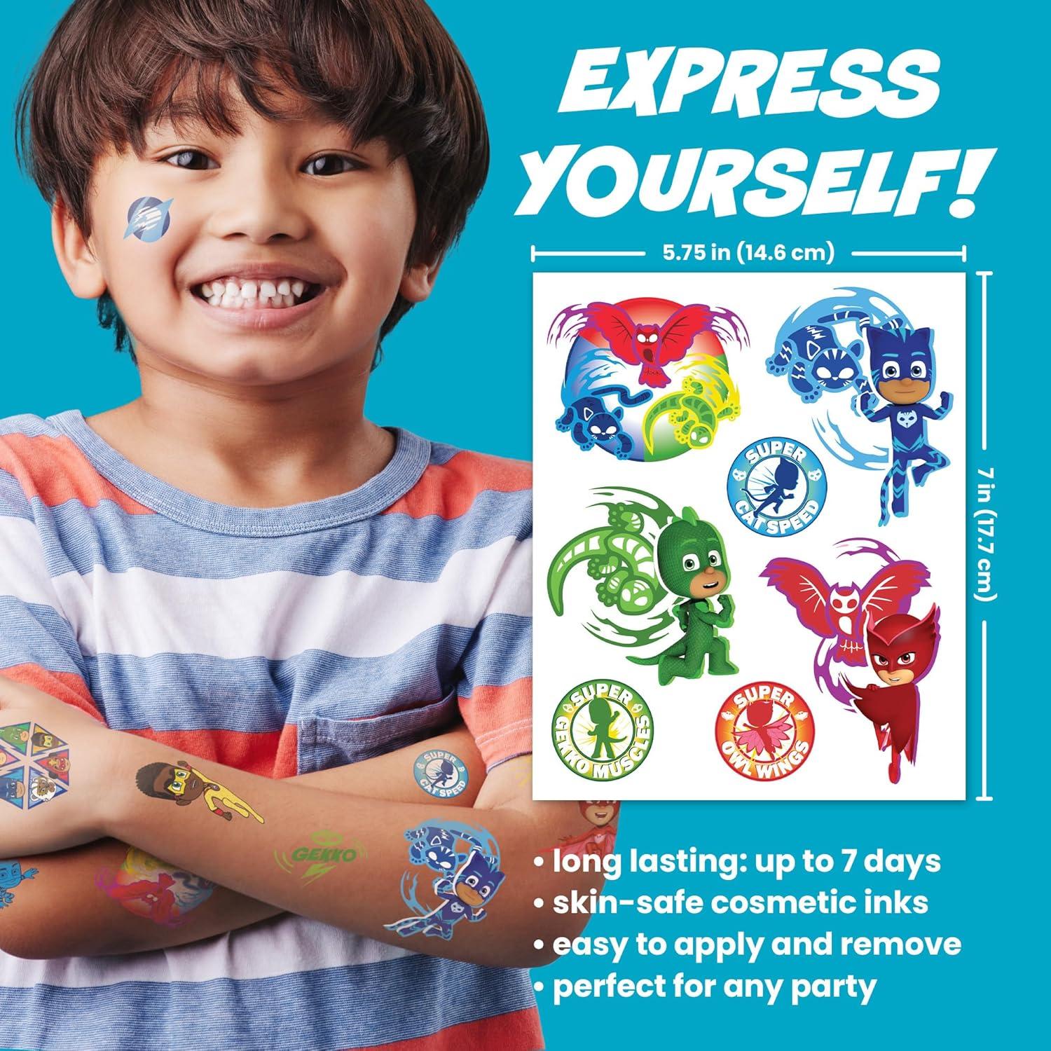 image:imageTransformers Temporary Tattoos for Kids 50 pack Made in the USA w Certified Safe Ink Birthday Party Supplies and Party Favors Kit Bulk Temporary Tattoos Stickers Set for Girls and BoysPj Masks