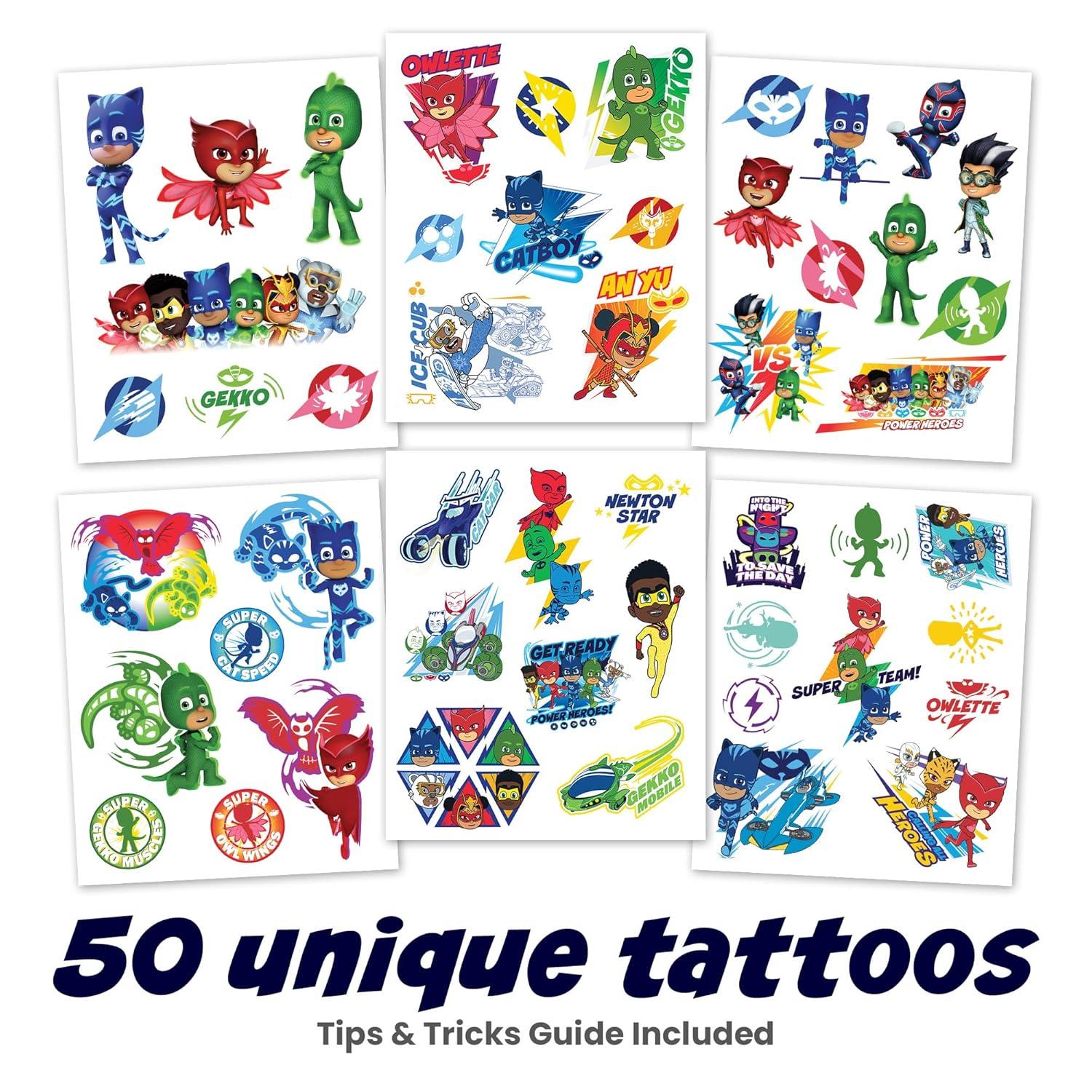 image:imageTransformers Temporary Tattoos for Kids 50 pack Made in the USA w Certified Safe Ink Birthday Party Supplies and Party Favors Kit Bulk Temporary Tattoos Stickers Set for Girls and BoysPj Masks