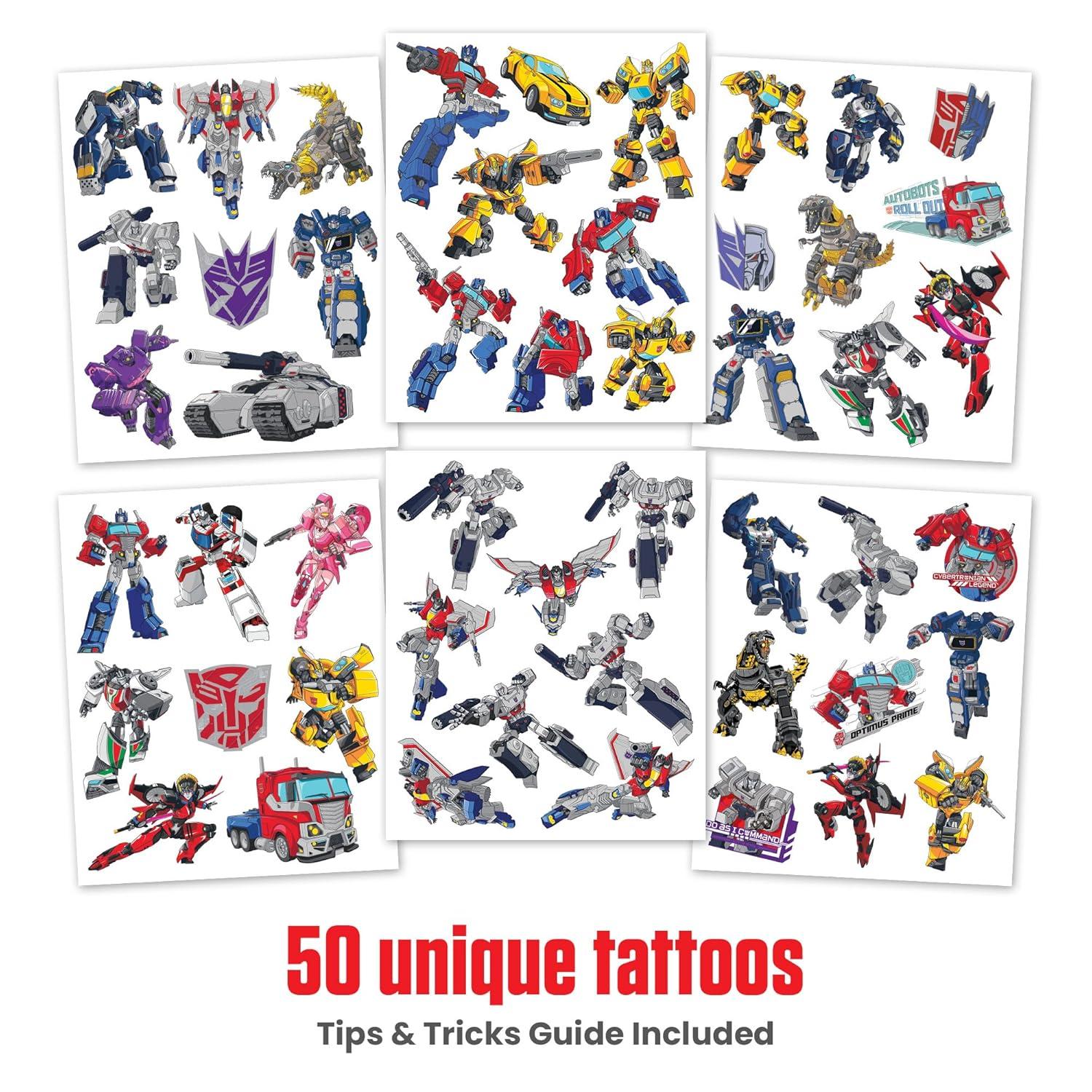 image:imageTransformers Temporary Tattoos for Kids 50 pack Made in the USA w Certified Safe Ink Birthday Party Supplies and Party Favors Kit Bulk Temporary Tattoos Stickers Set for Girls and BoysTransformers