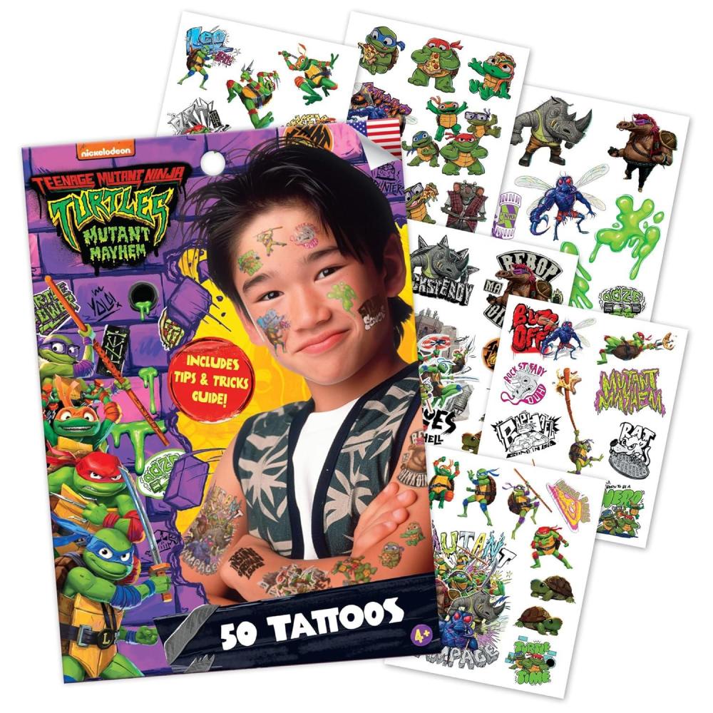 image:imageTransformers Temporary Tattoos for Kids 50 pack Made in the USA w Certified Safe Ink Birthday Party Supplies and Party Favors Kit Bulk Temporary Tattoos Stickers Set for Girls and BoysNinja Turtle