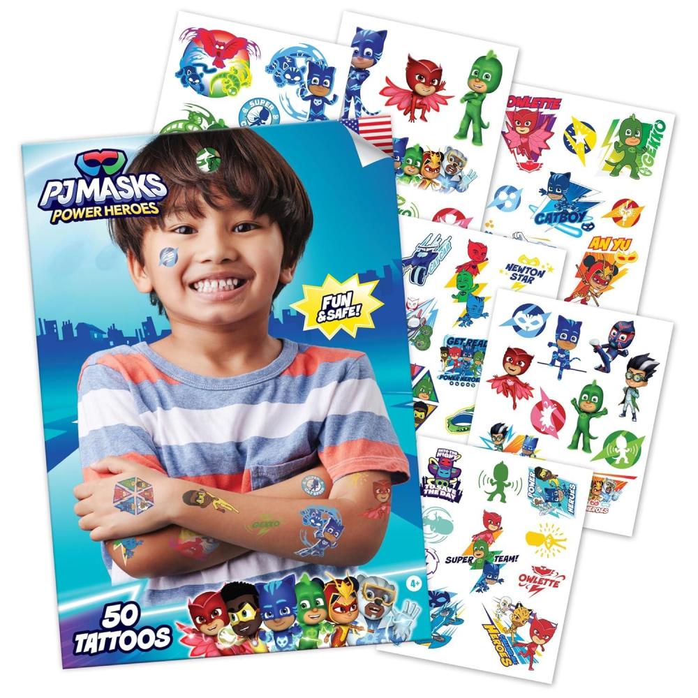 image:imageTransformers Temporary Tattoos for Kids 50 pack Made in the USA w Certified Safe Ink Birthday Party Supplies and Party Favors Kit Bulk Temporary Tattoos Stickers Set for Girls and BoysPj Masks