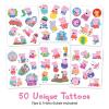 Transformers Temporary Tattoos for Kids (50 pack). Made in the USA w Certified Safe Ink. Birthday Party Supplies and Party Favors Kit. Bulk Temporary Tattoos Stickers Set for Girls and Boys.(Peppa Pig)