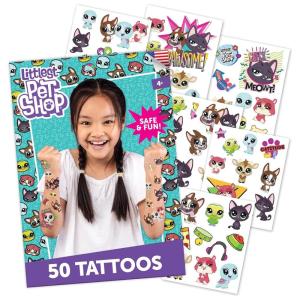 Transformers Temporary Tattoos for Kids (50 pack). Made in the USA w Certified Safe Ink. Birthday Party Supplies and Party Favors Kit. Bulk Temporary Tattoos Stickers Set for Girls and Boys.(Littlest Pet Shop)