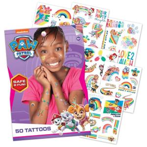Transformers Temporary Tattoos for Kids (50 pack). Made in the USA w Certified Safe Ink. Birthday Party Supplies and Party Favors Kit. Bulk Temporary Tattoos Stickers Set for Girls and Boys.(Paw Patrol: Everest and Sky)