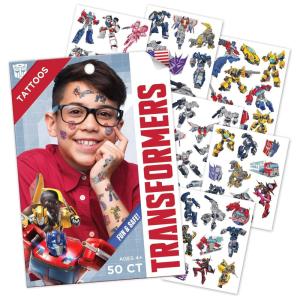 Transformers Temporary Tattoos for Kids (50 pack). Made in the USA w Certified Safe Ink. Birthday Party Supplies and Party Favors Kit. Bulk Temporary Tattoos Stickers Set for Girls and Boys.(Transformers)