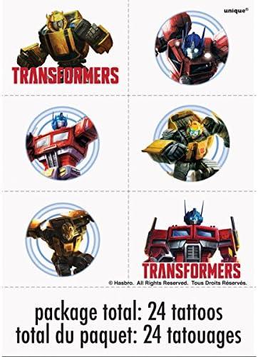 image:imageTransformers Birthday Party Supplies Bundle Pack Serves 16 includes 16 Plates 16 Napkins 1 Table Cover 24Tattoos 1 Dinosaur Sticker Sheet