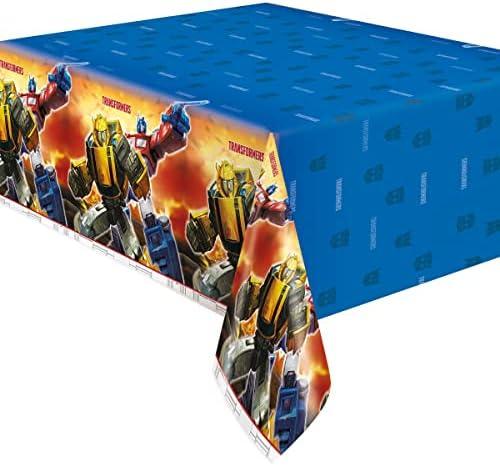 image:imageTransformers Birthday Party Supplies Large Bundle Pack includes 24 Lunch Plates 32 Lunch Napkins 2 Table Covers 1 Dinosaur Sticker Sheet