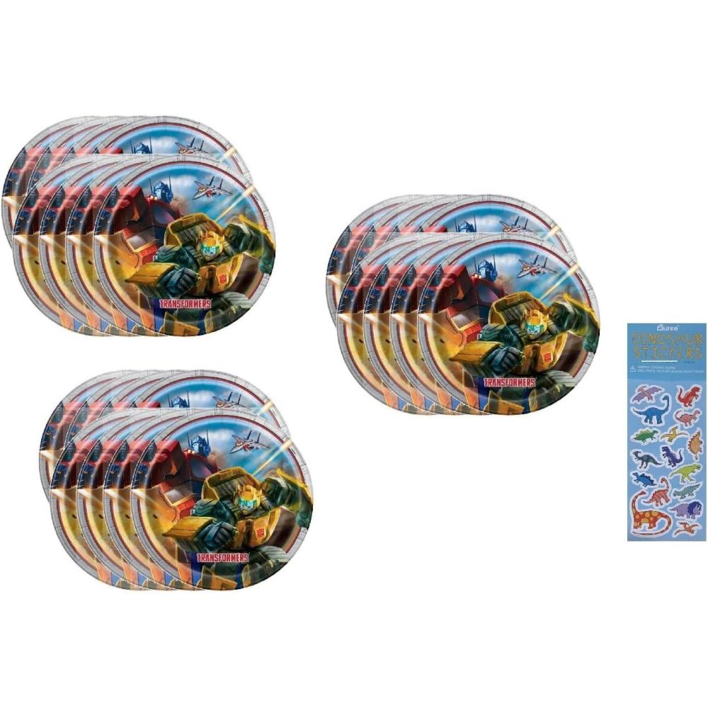 image:imageUnique Transformers Birthday Party Supplies Bundle Set Serves 24 Includes Lunch Paper Plates 24 CountMedium
