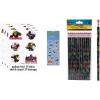 Transformers Birthday Party Supplies Bundle Pack includes 24Tattoos, 12Pencils, 1 Dinosaur Sticker sheet
